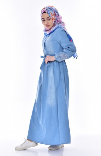 Denim Blue Hijab Dress 3628-02