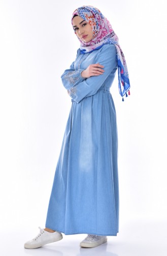 Denim Blue Hijab Dress 3628-02