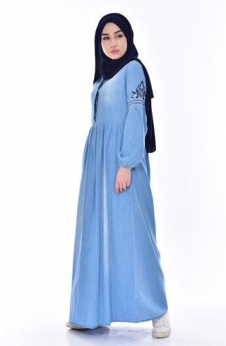 Denim Blue Hijab Dress 3629-01