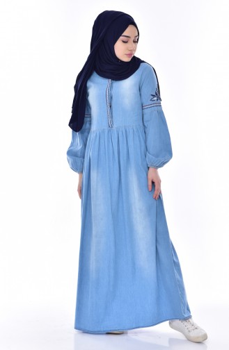 Denim Blue Hijab Dress 3629-01