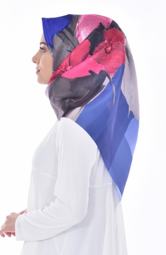 Digital Printed Taffeta Scarf 95114-03 Navy Blue 03