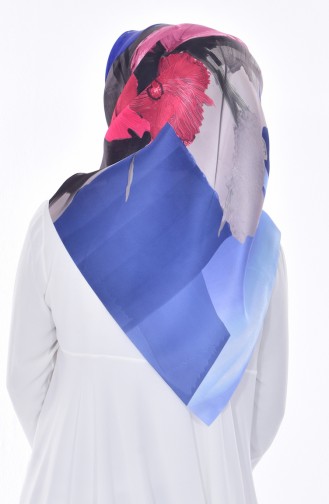 Digital Printed Taffeta Scarf 95114-03 Navy Blue 03