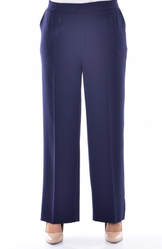Plus Size Elastic Pocket Trousers 3103-04 Navy Blue 3103-04