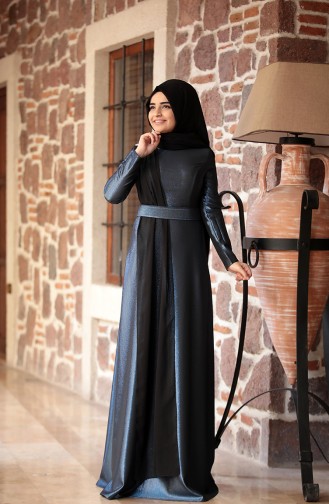 Blue Hijab Evening Dress 00130-02
