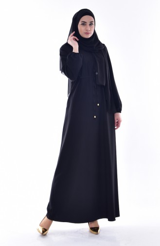 Bağcıklı Elbise 4407-01 Siyah