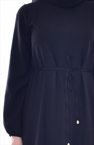 Bağcıklı Elbise 4407-01 Siyah