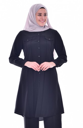 Düğmeli Tunik 1029-03 Siyah