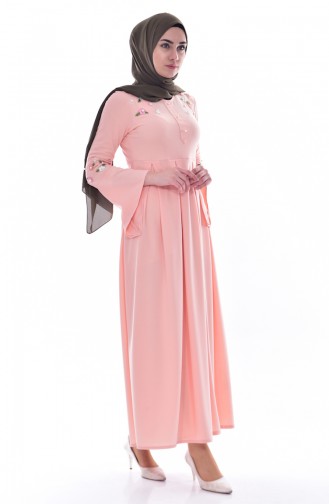 Salmon Hijab Dress 8015-10