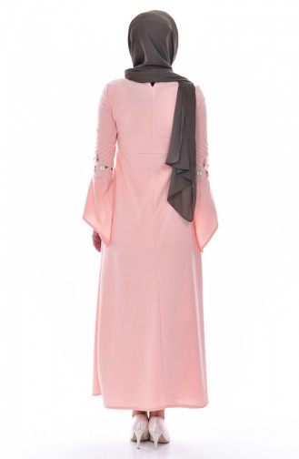 Lachsrosa Hijab Kleider 8015-10