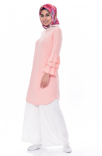 İspanyol Kol İncili Tunik 50154-02 Somon