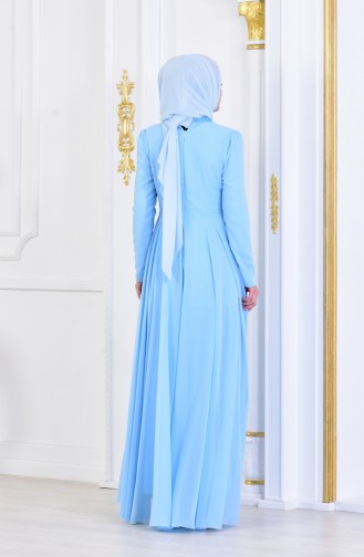 Baby Blue Hijab Evening Dress 8048-01