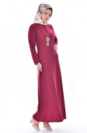 Claret Red Hijab Dress 4451-11
