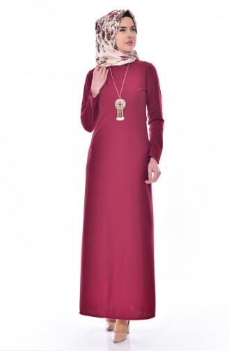 Claret Red Hijab Dress 4451-11