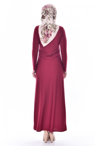 Claret Red Hijab Dress 4451-11