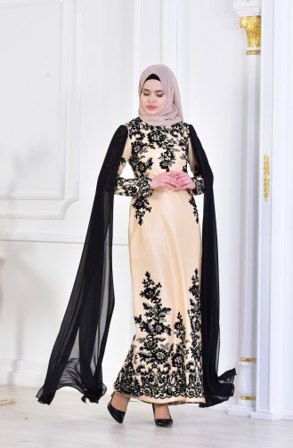 Gold Hijab Evening Dress 2064-04