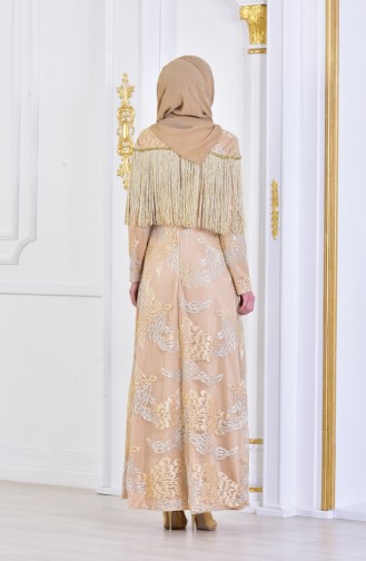 Gold Hijab Evening Dress 8096-01