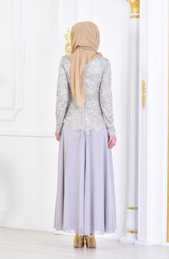 Grau Hijab-Abendkleider 7942-03