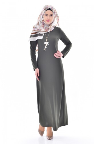 Khaki Hijab Dress 4450-13