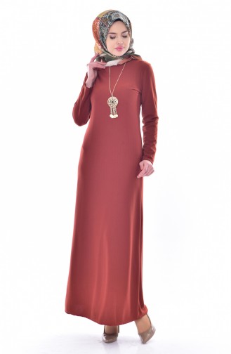 Brick Red Hijab Dress 4451-12