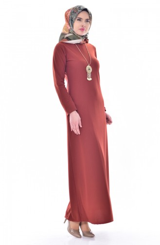 Brick Red Hijab Dress 4451-12