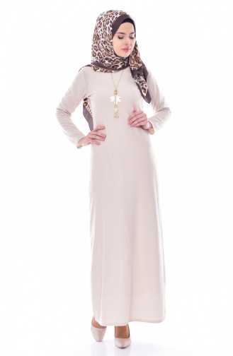 Cream Hijab Dress 4450-08