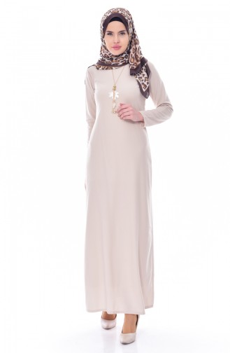 Cream Hijab Dress 4450-08