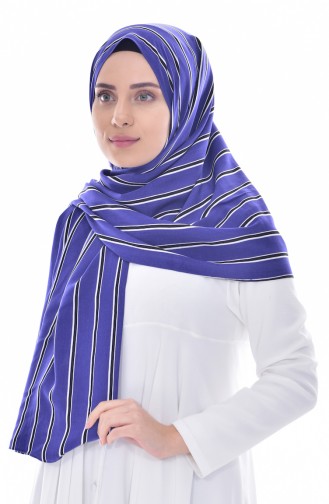 Striped Patterned Shawl 9684-01 Navy 9684-01