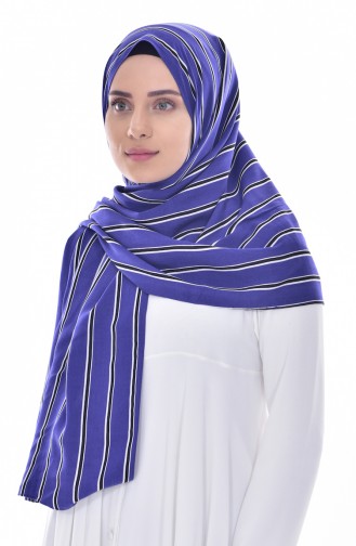 Striped Patterned Shawl 9684-01 Navy 9684-01