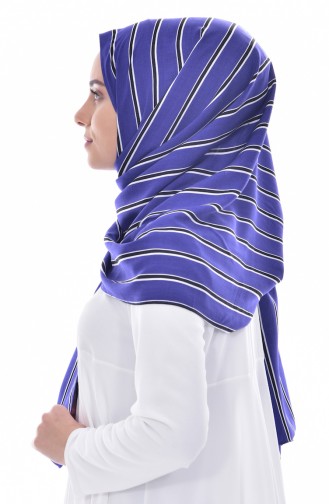 Striped Patterned Shawl 9684-01 Navy 9684-01