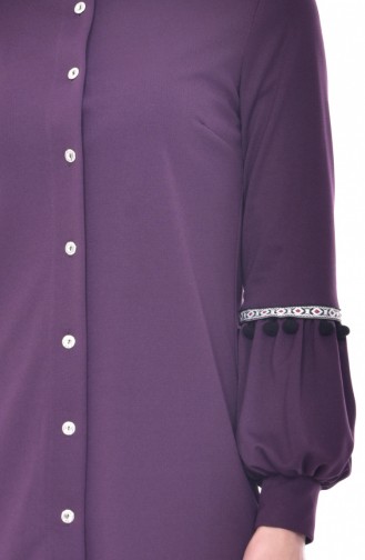 Embroidered Sleeve Tunic 9293-01 Purple 9293-01