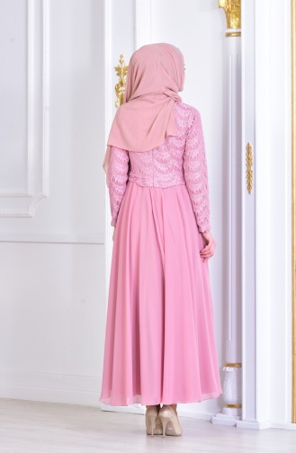 Chiffon Abendkleid mit Spitzen 8140-01 Puder 8140-01