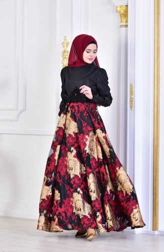 Robe de Soirée Lacée 1713255-03 Noir Rouge 1713255-03