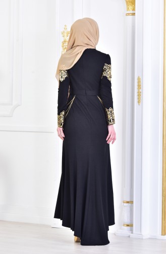 Robe de Soirée Col Chaîne 2056-03 Noir 2056-03