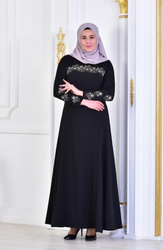 Black Hijab Evening Dress 1713193-01
