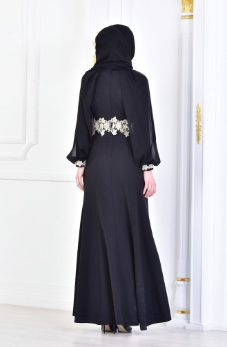 Black Hijab Evening Dress 1056-02