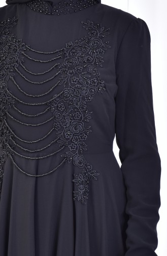 فساتين سهرة بتصميم اسلامي أسود 8048-03