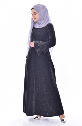 Schwarz Hijab Kleider 4885-01