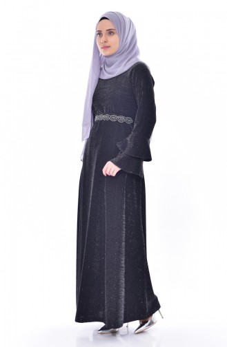 Schwarz Hijab Kleider 4885-01