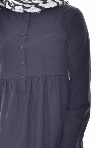 Tunique Chemise Plissée avec Poches 0708-01 Noir 0708-01