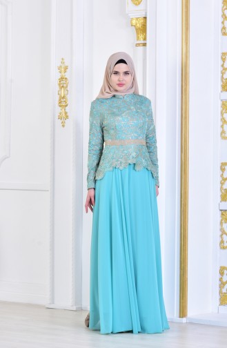 Lace Evening Dress 7942-02 Water Green 7942-02