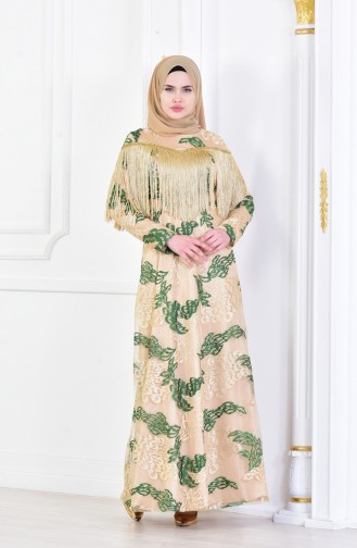 Emerald Green Hijab Evening Dress 8096-03