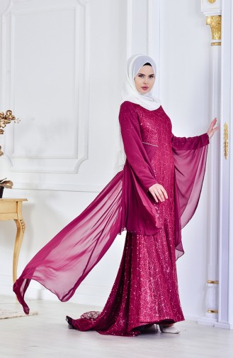 Fuchsia Hijab Evening Dress 1713196-01