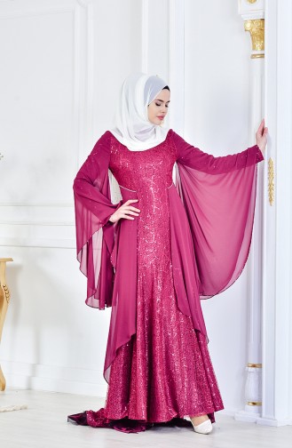 Fuchsia Hijab Evening Dress 1713196-01