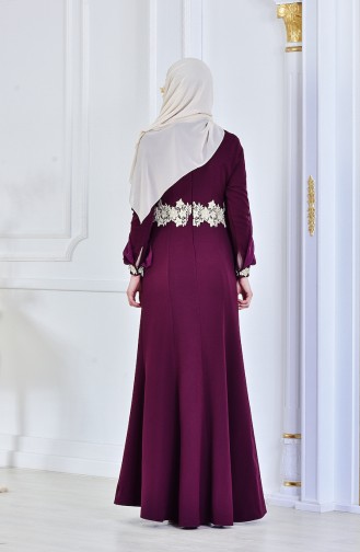 Fuchsia Hijab Evening Dress 1056-03