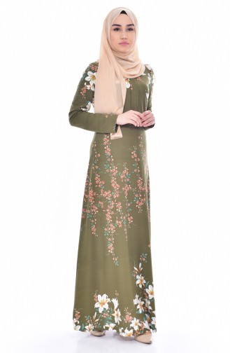 Khaki Hijab Dress 5206-04