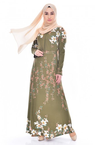 Khaki Hijab Dress 5206-04
