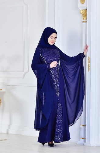Navy Blue Hijab Evening Dress 1713187-01