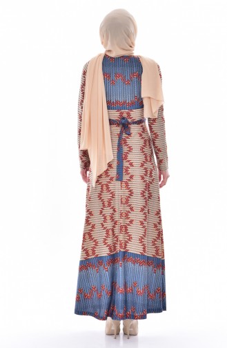 Navy Blue Hijab Dress 5199-03