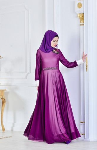 Purple Hijab Evening Dress 1713167-02