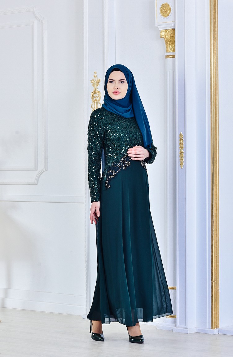 Green Hijab Evening Dress 5261402 Sefamerve